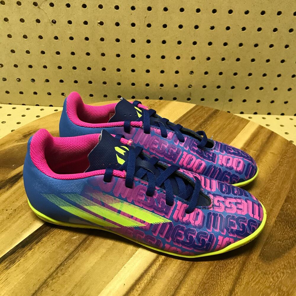adidas Kids Pink Blue Neon Green Soccer Sneakers
